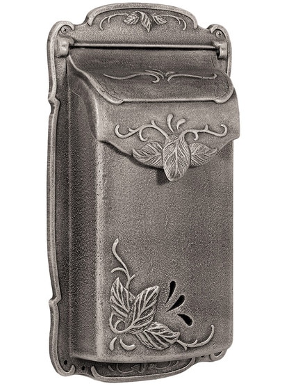 Floral Design Cast-Aluminum Vertical Mailbox in Swedish Silver.